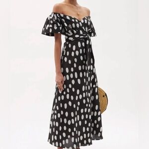Mara Hoffman Adeline Wrap Dress Black and White Off-Shoulder 2X